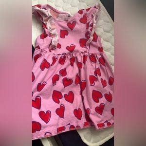 H&M 3t toddler girl dress. Pink and red, heart design. Ruffles on the front.